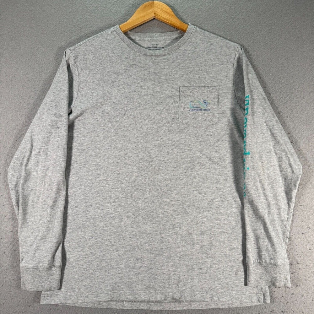 Vineyard Vines Long Sleeve Shirt Youth XL Gray Whale Graphic Comfort Casual